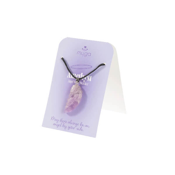 Myga angel wing pendant amethyst crystal necklace - British product