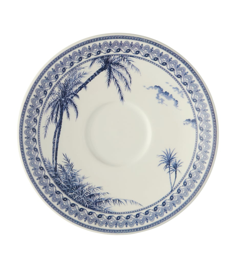 Gien ceramic teacup and saucer blue-and-white transferware, UK version