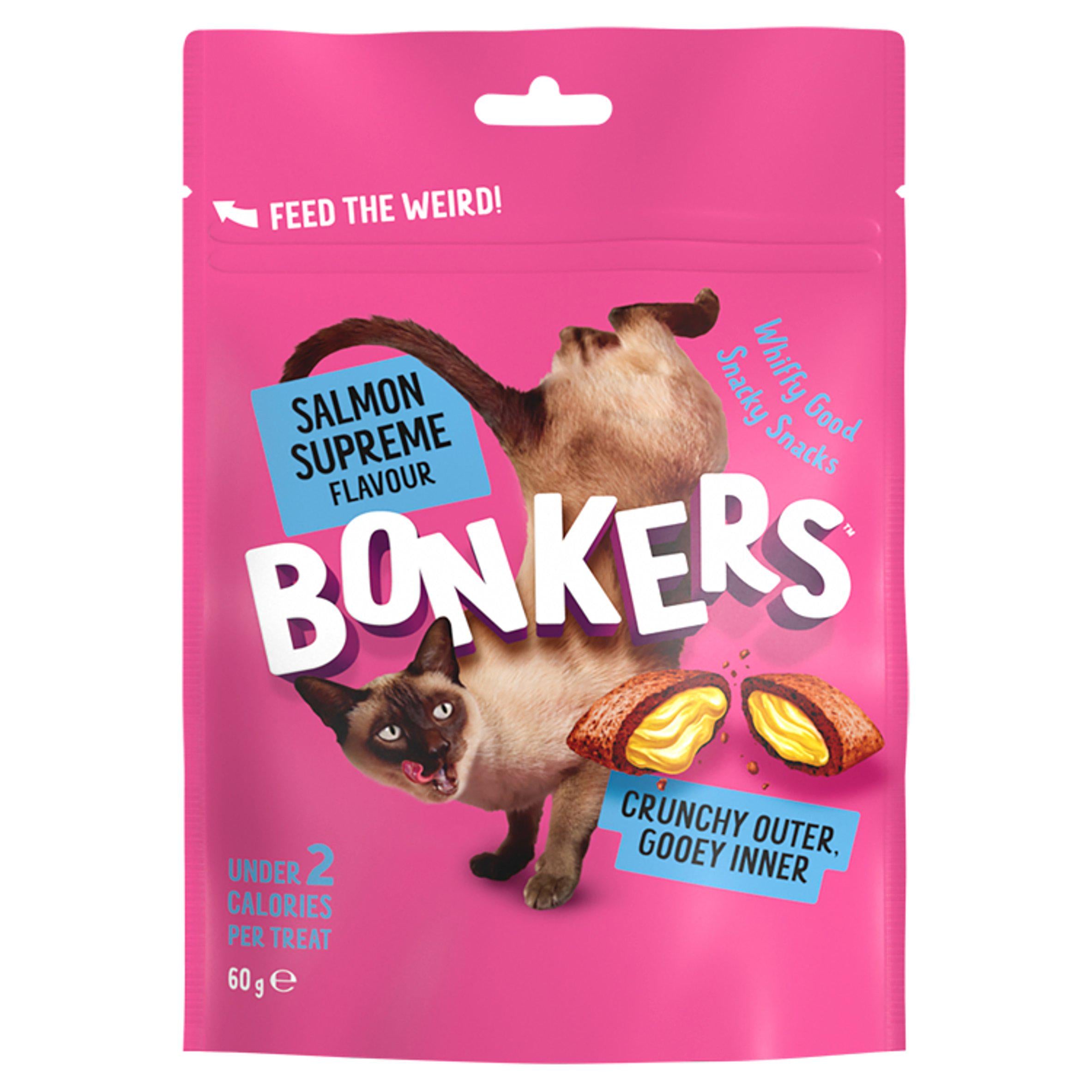 Bonkers Salmon Supreme Flavour Cat Treats 60g GOODS Sainsburys   