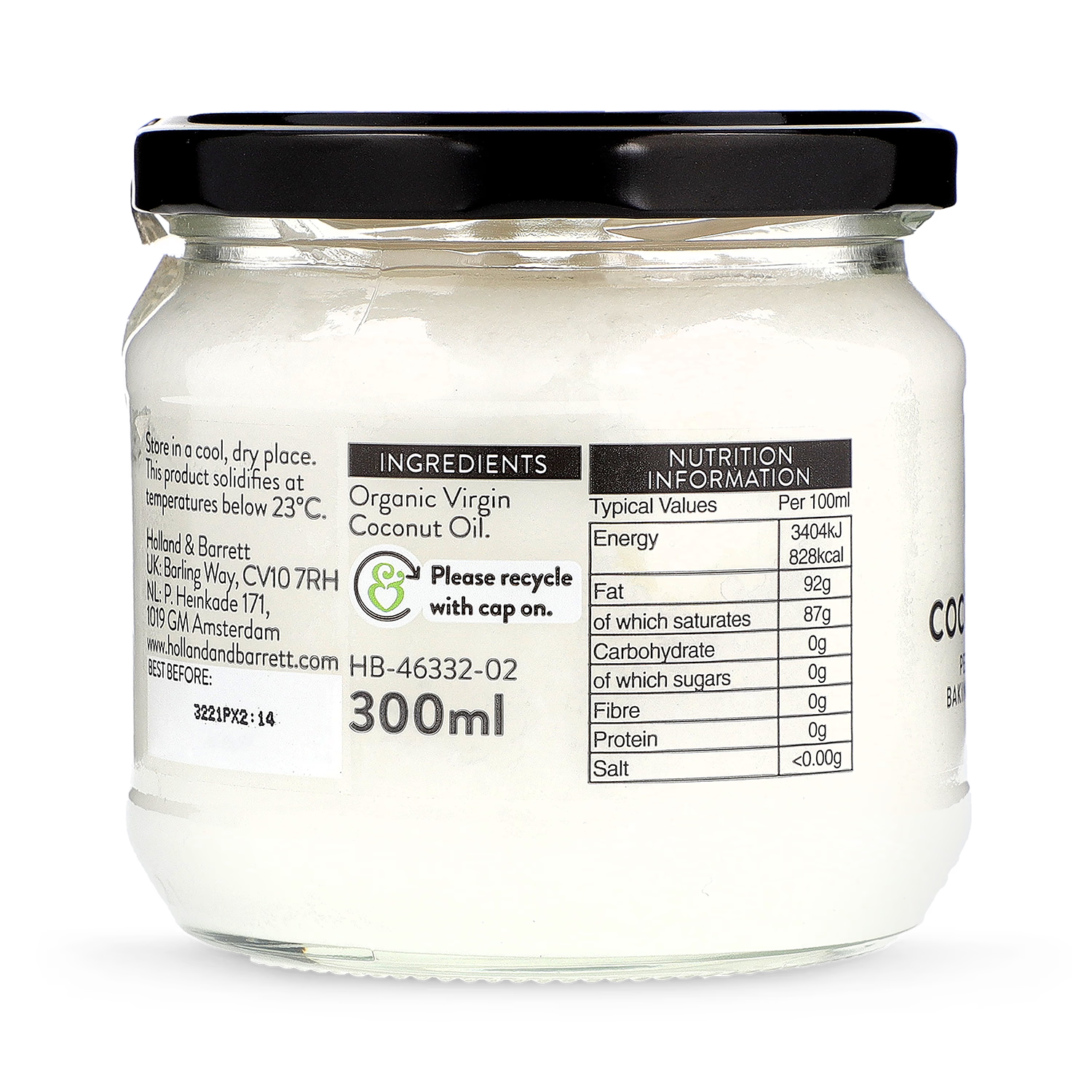 Holland Barrett Coconut Oil Organic Virgin 300ml, UK version