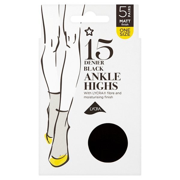 Superdrug 5 Pack 15 Denier Ankle High Lycra Tights - Black GOODS Superdrug   