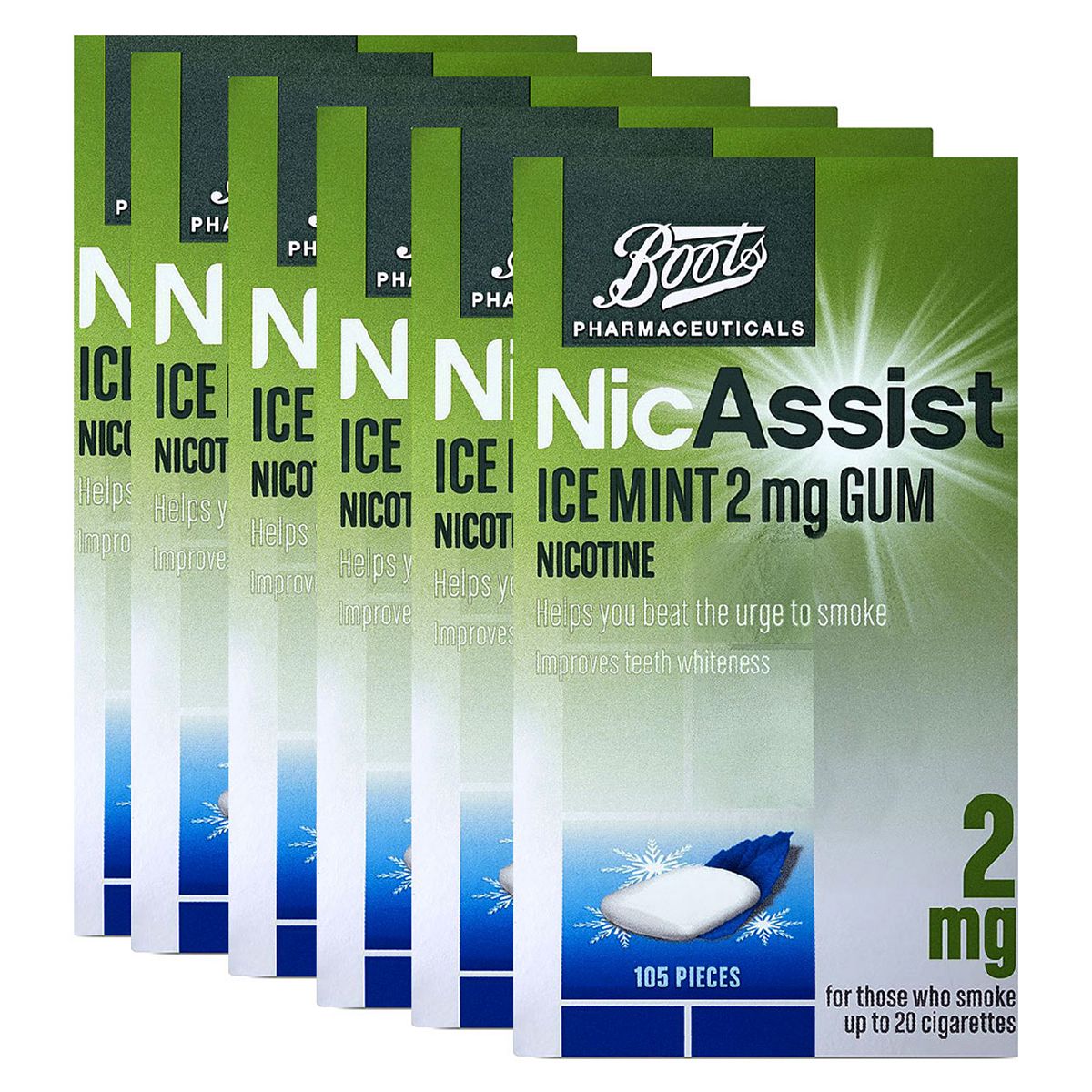 Boots NicAssist Ice Mint 2mg Gum - 6 x 105 Pieces Bundle General Health & Remedies Boots   