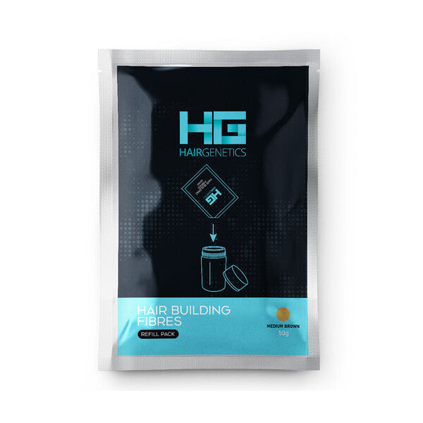 Hair Genetics hair building fibres refill pack Medium Brown 50g - British product