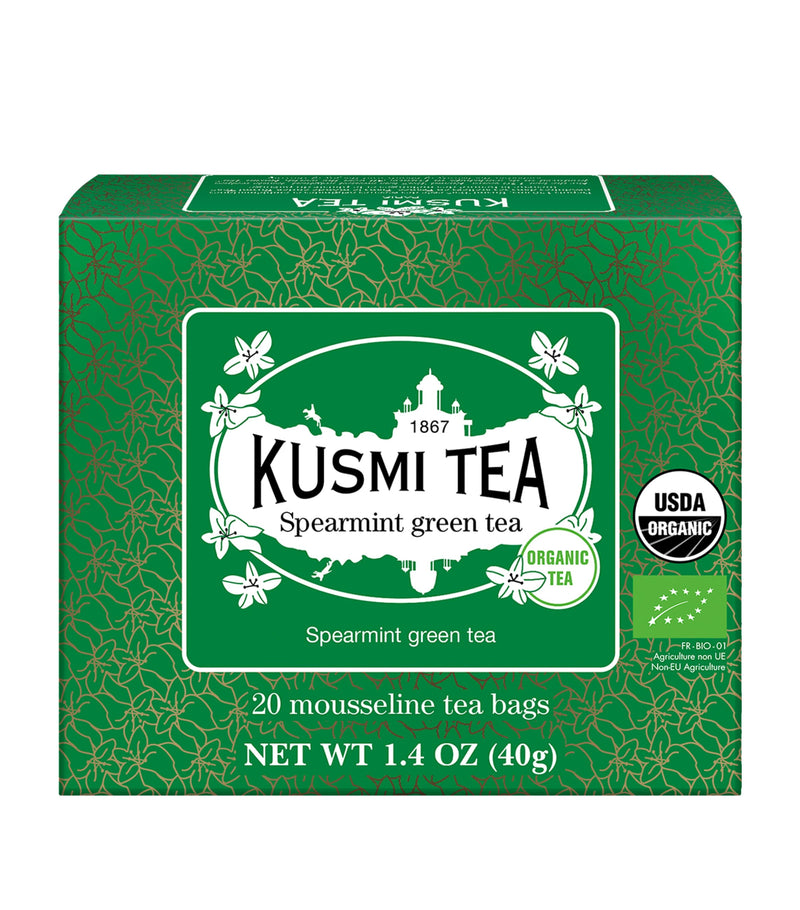 Kusmi Organic Spearmint Green Tea Leaves 40g Pack, UK version