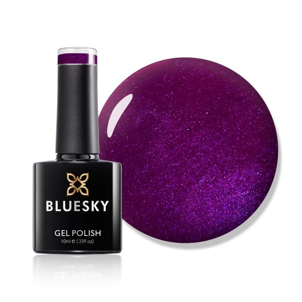 Vernis gel bleu violet prune brillant de la marque Bluesky - produit britannique