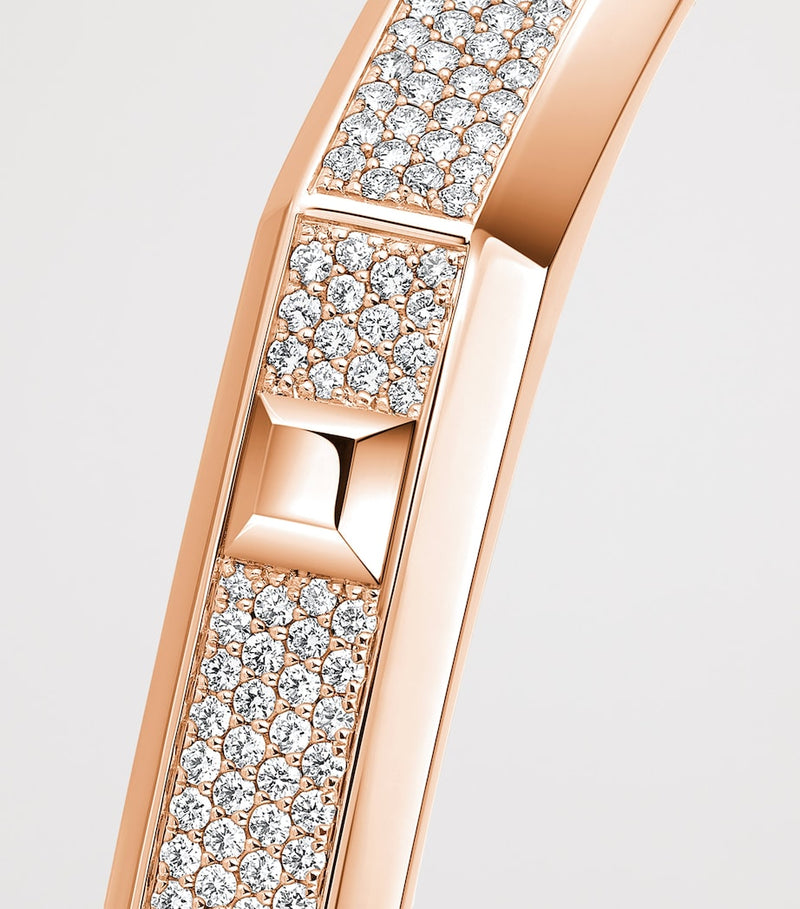 Messika pink gold diamond pavé bangle 1.25ct, imported from the UK