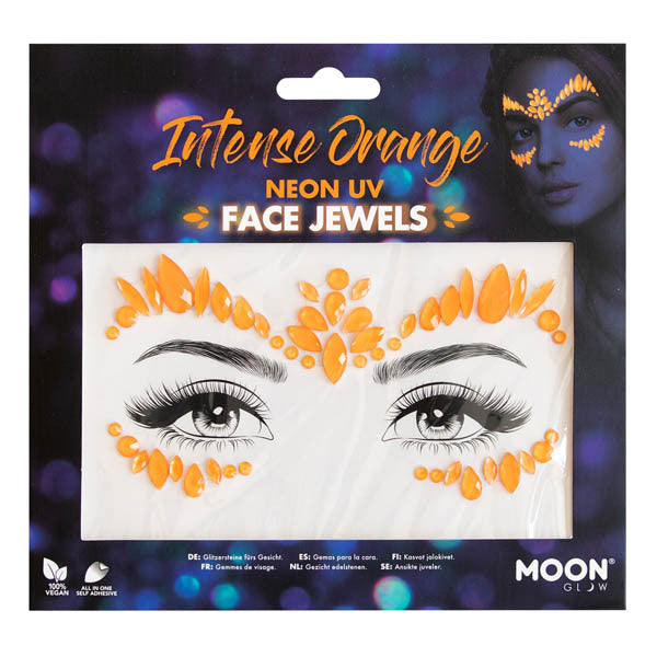 Moon Glow Neon UV Face Jewels Intense Orange, imported from the UK
