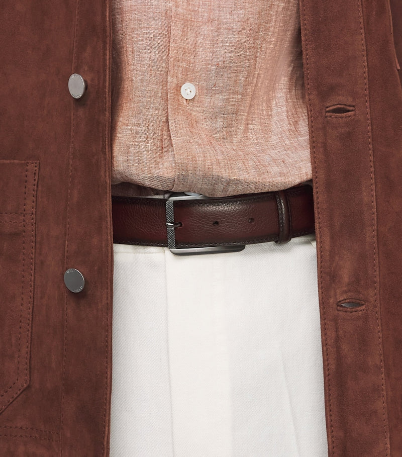 Elliot Rhodes grained leather belt, imported from the UK