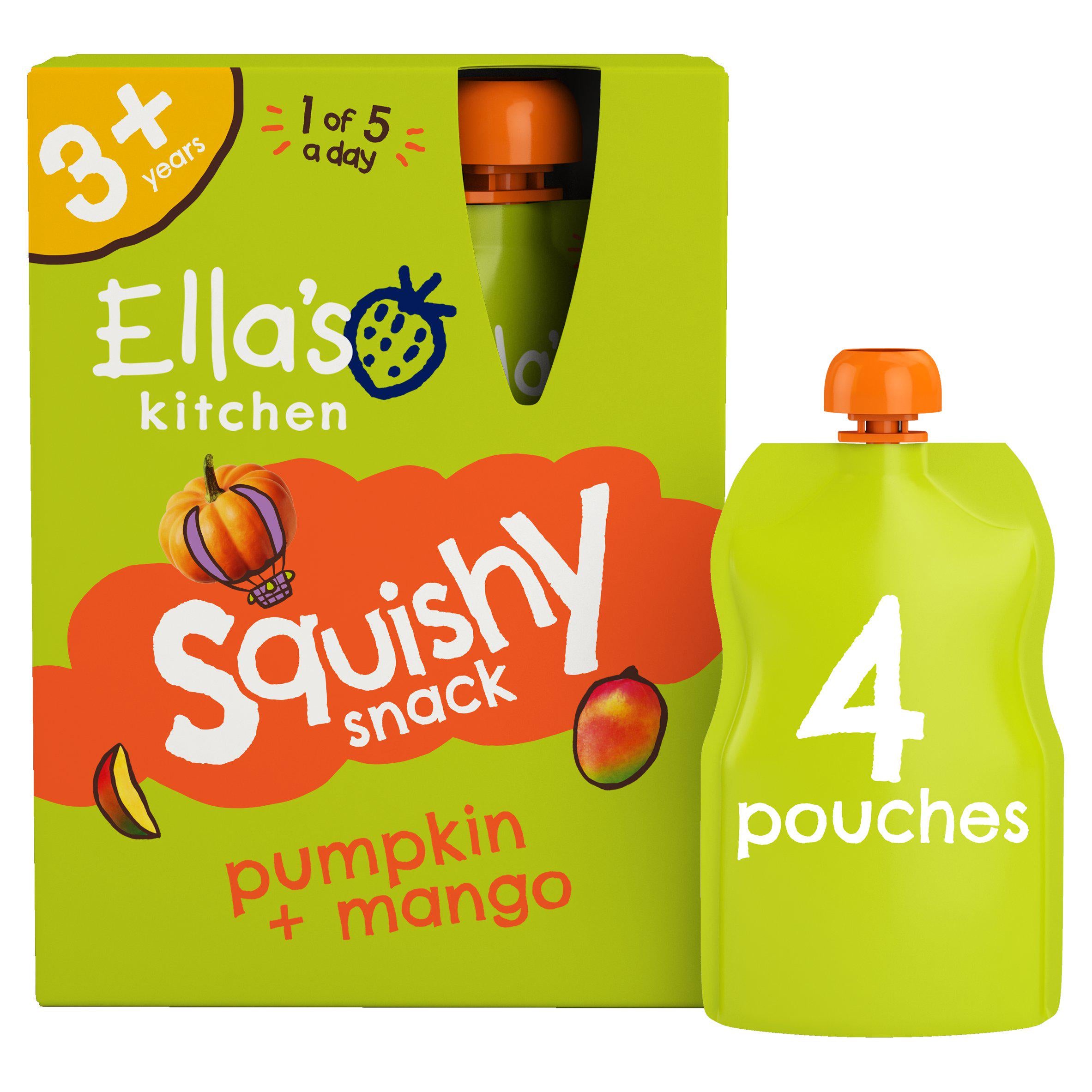 Ella's Kitchen Organic Mango & Pumpkin Kids Snack Multipack Smoothie Pouch 3+ Years 4x100g GOODS Sainsburys   