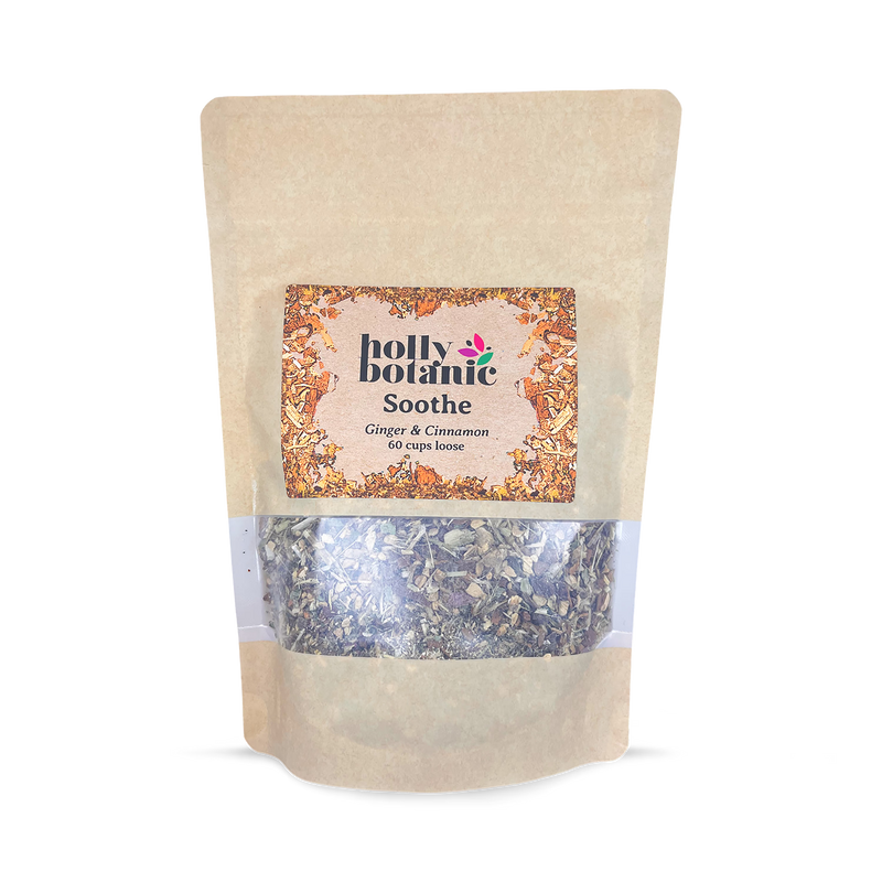 Holly Botanic soothe tisane ginger and cinnamon 60 cup loose, imported from the UK