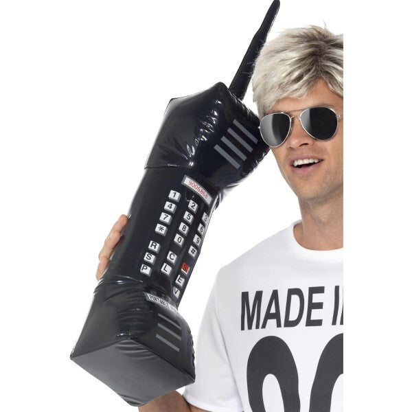 Smiffys inflatable retro mobile phone 76cm black prop (British brand)