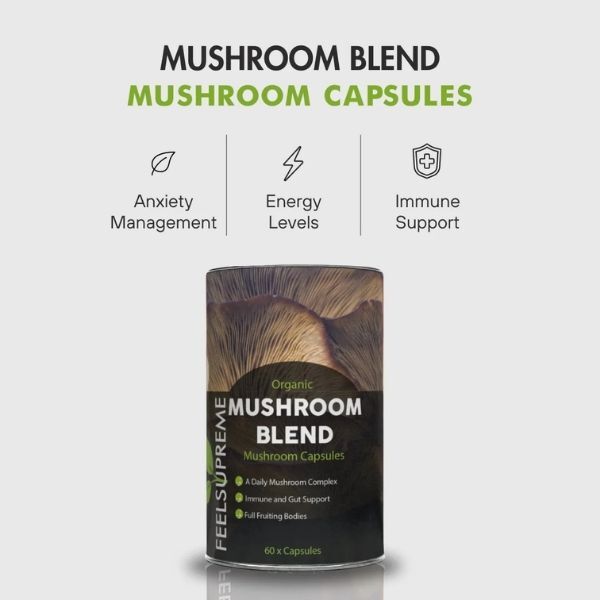 Feel Supreme mushroom supplement 60 capsules - British product
