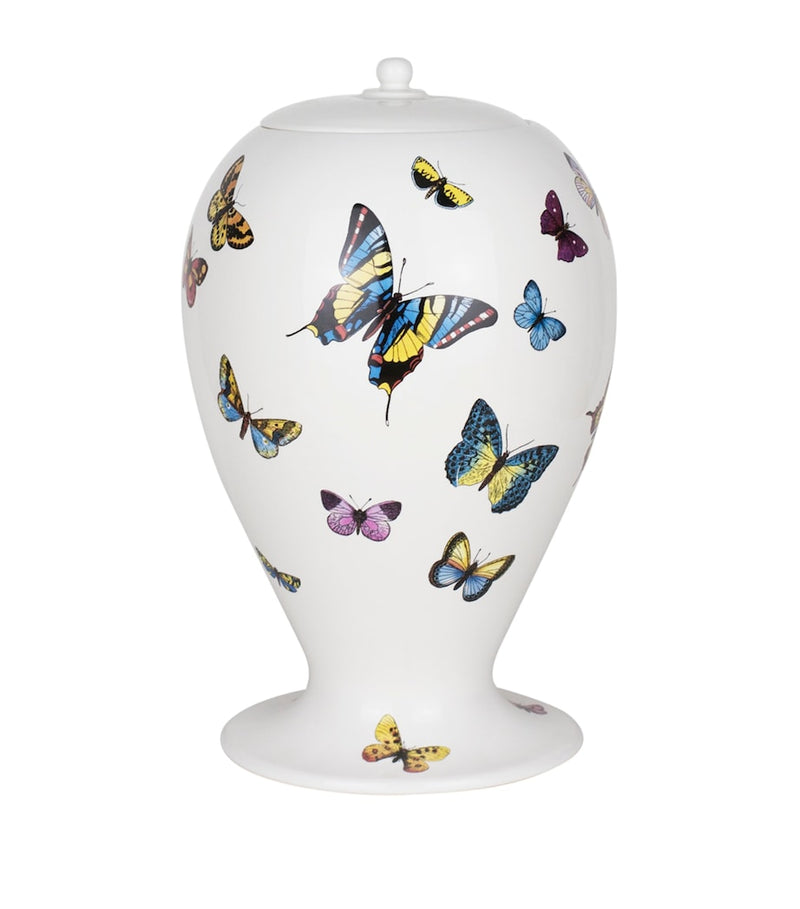 Fornasetti butterfly porcelain vase with operatic portrait, 30cm - British product