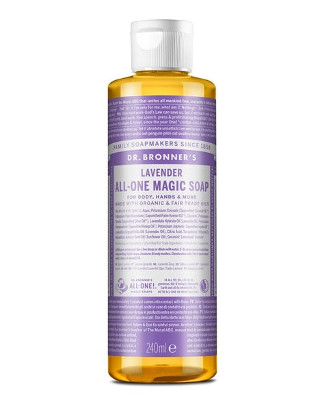 Dr Bronner Lavender Liquid Soap 240ml, imported from the UK