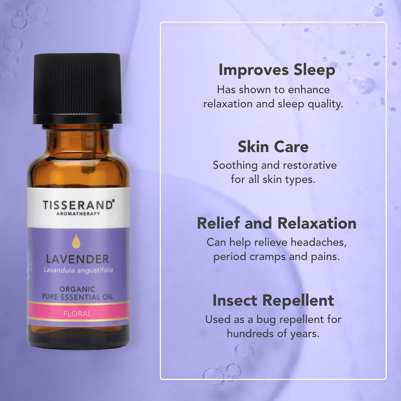 Tisserand lavender organic essential oil 20ml, imported from the UK