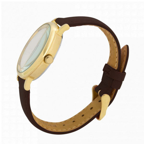 Toff London brown cat head watch with leather strap, UK version
