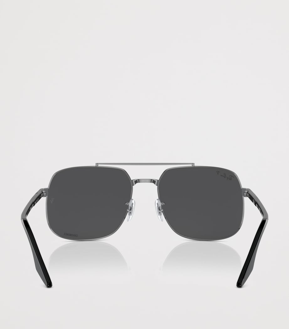 Lunettes de soleil carrées Ray-Ban Verres Polarized+ monture métallique - Produit britannique