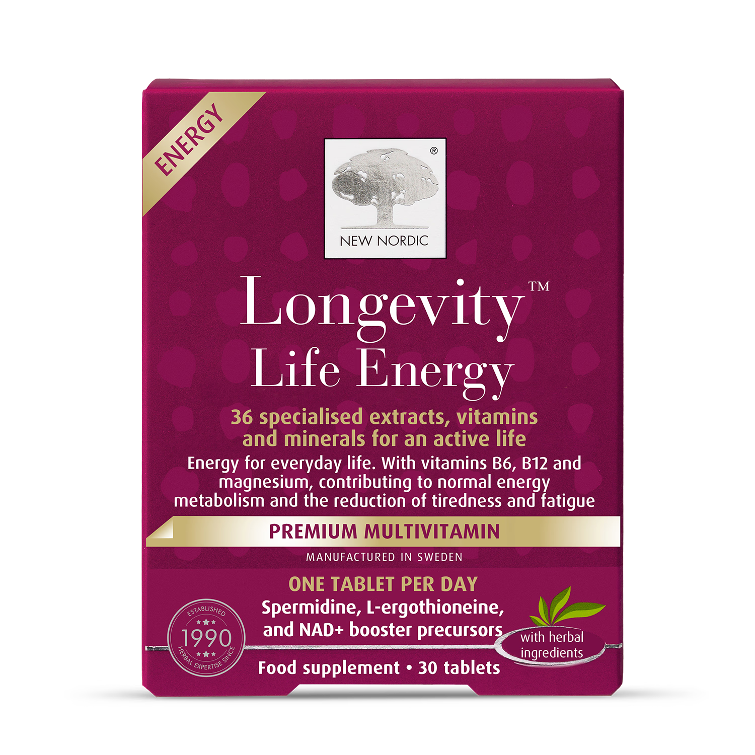 New Nordic Longevity Life Energy 30 tablets, UK version