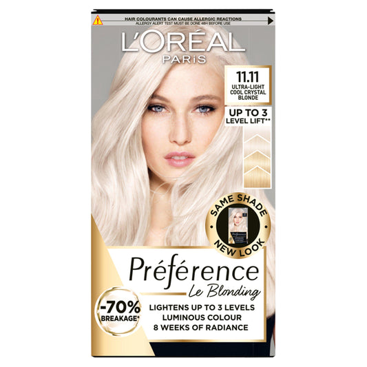 L'Oreal Paris Preference Permanent Hair Dye Venice Ultra-Light Cool Crystal Blonde 11.11 Blonde Sainsburys   