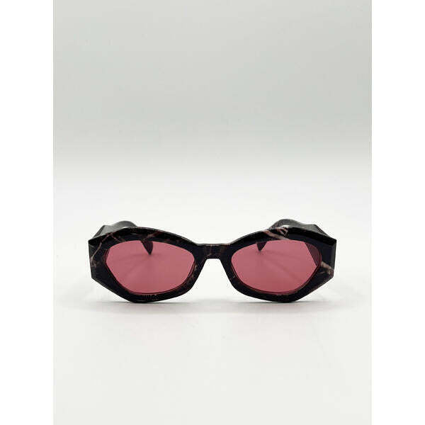 SVNX retro polygonal cat-eye sunglasses red, imported from the UK