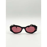 SVNX retro polygonal cat-eye sunglasses red, imported from the UK