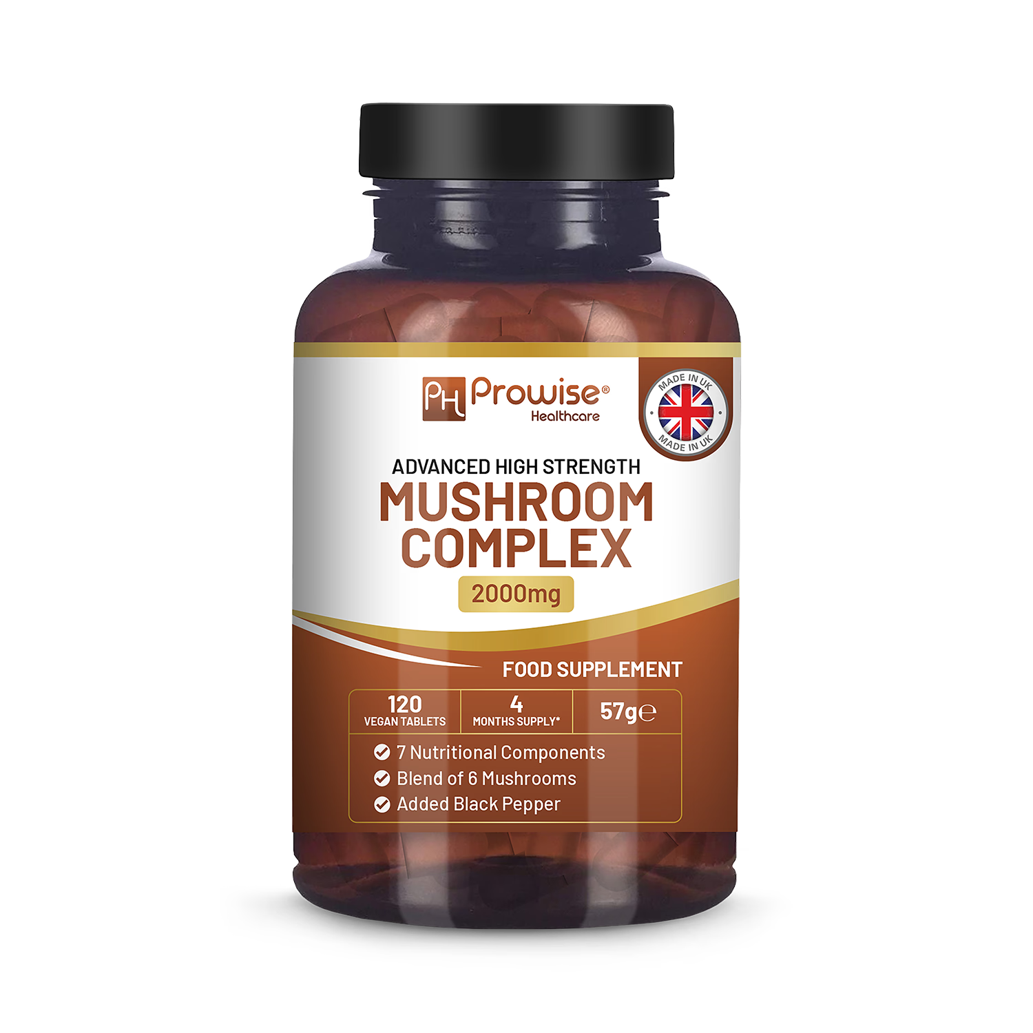 Prowise Healthcare Advanced Mushroom Complex 120 vegan tablets, UK version