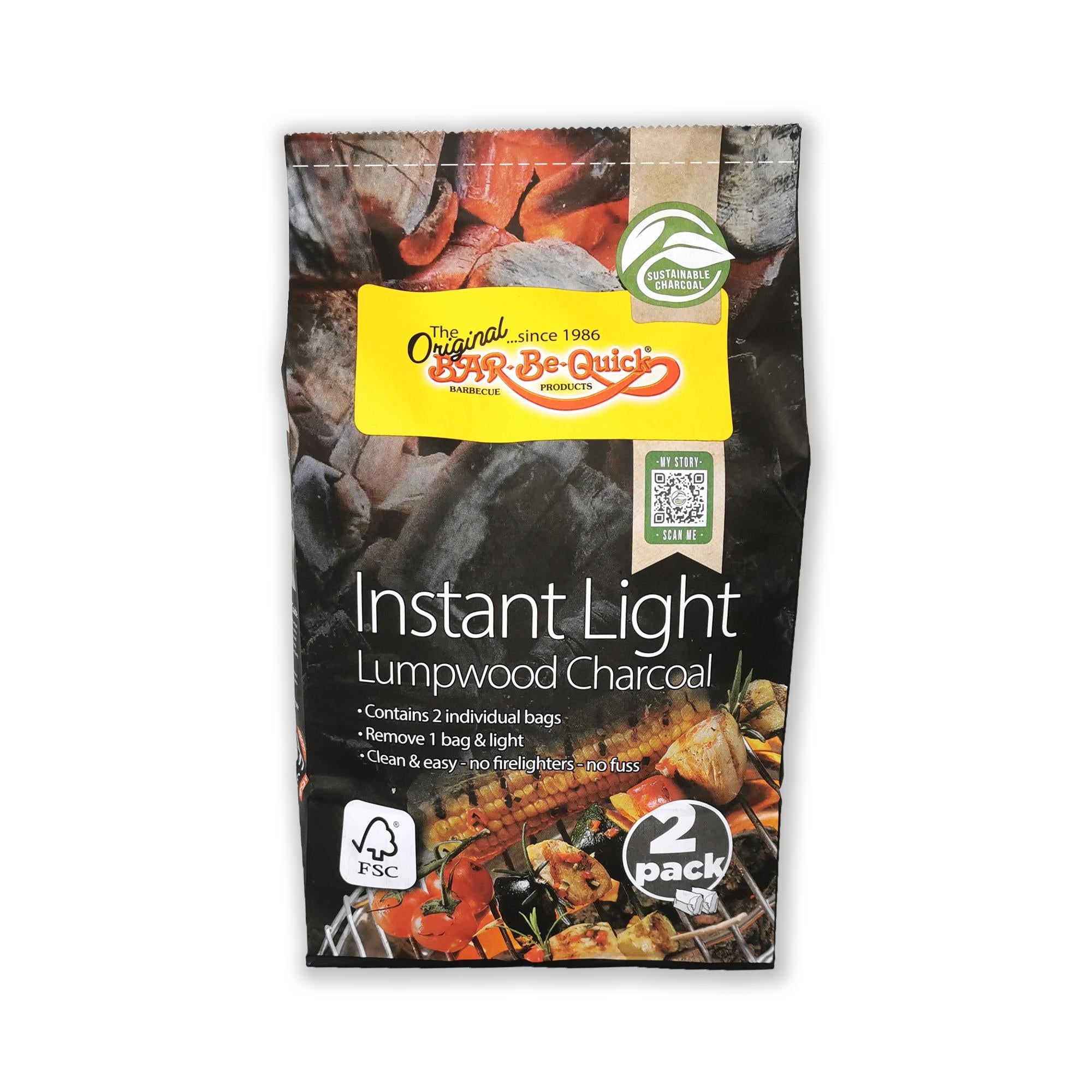 Bar-Be-Quick Instant Light BBQ Charcoal 2pk GOODS Sainsburys   