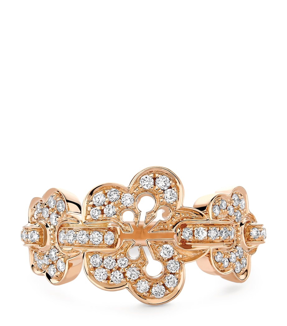 Boodles Blossom triple-motif ring rose gold diamonds - British product