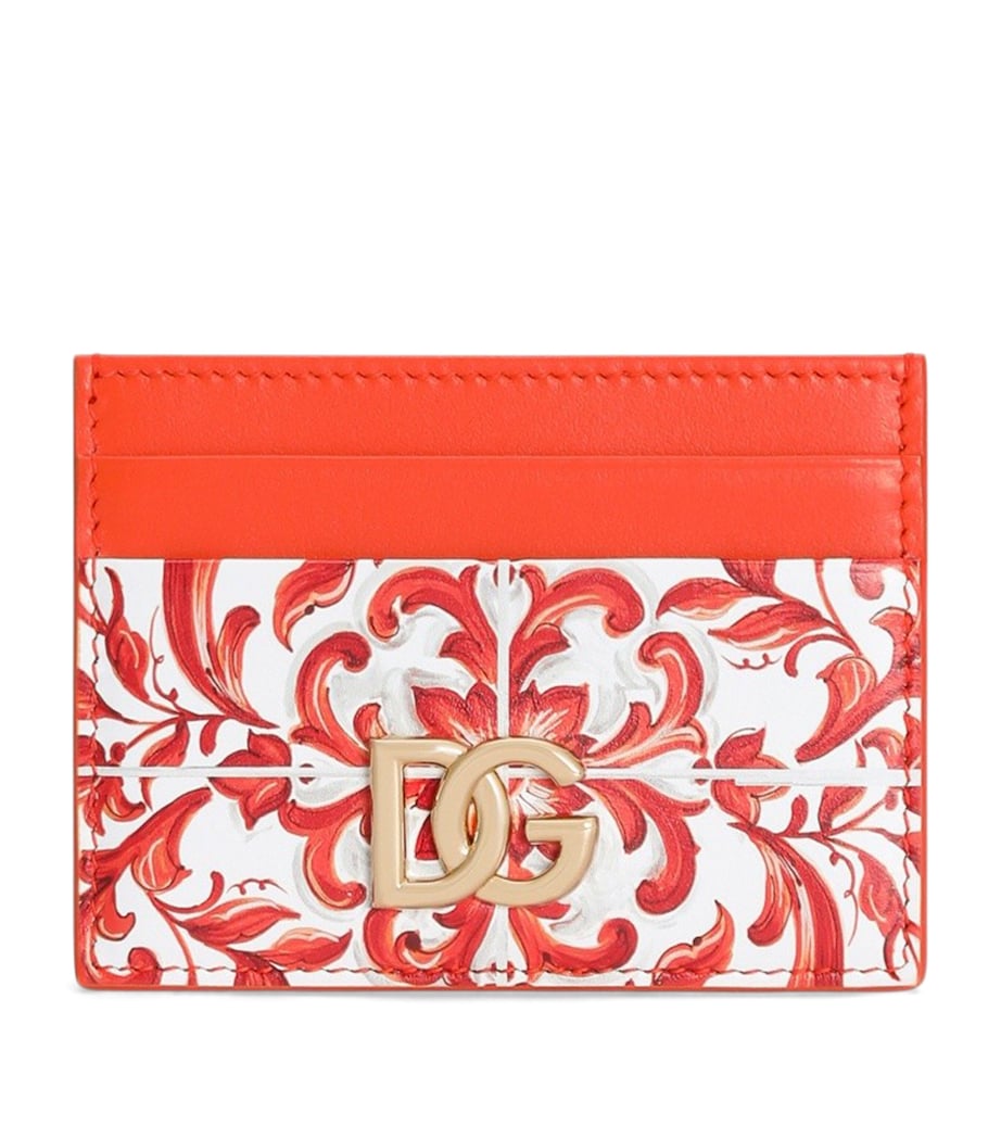 Dolce&Gabbana Majolica card holder in calfskin leather, imported from the UK