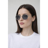 SVNX hexagon metal frame sunglasses with silver mirror lenses (British brand)