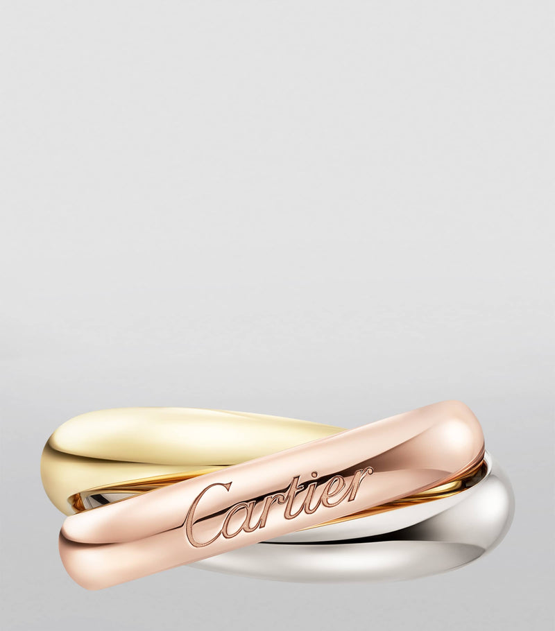 Cartier Trinity ring white rose yellow gold 18k, imported from the UK