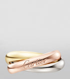 Cartier Trinity ring white rose yellow gold 18k, imported from the UK