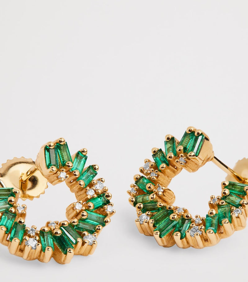 Suzanne Kalan Frenzy spiral emerald diamond earrings (British brand)