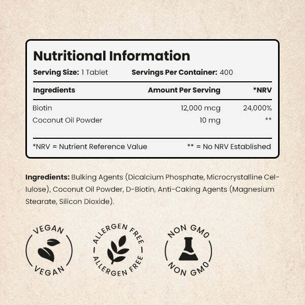 VitaBright biotin and coconut tablets 400 - British product