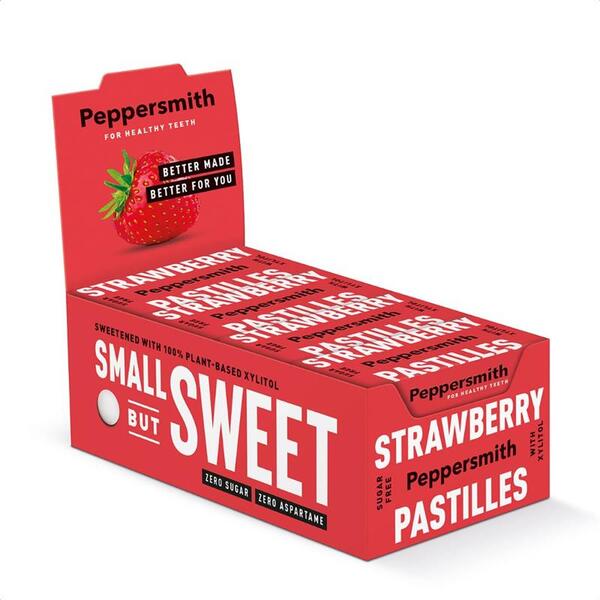 Peppersmith pastilles strawberry 12x15g - British product
