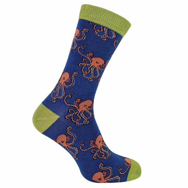 Mr Heron Mens Animal Design Bamboo Socks 6-11 UK GOODS Superdrug Octopus (Navy)  