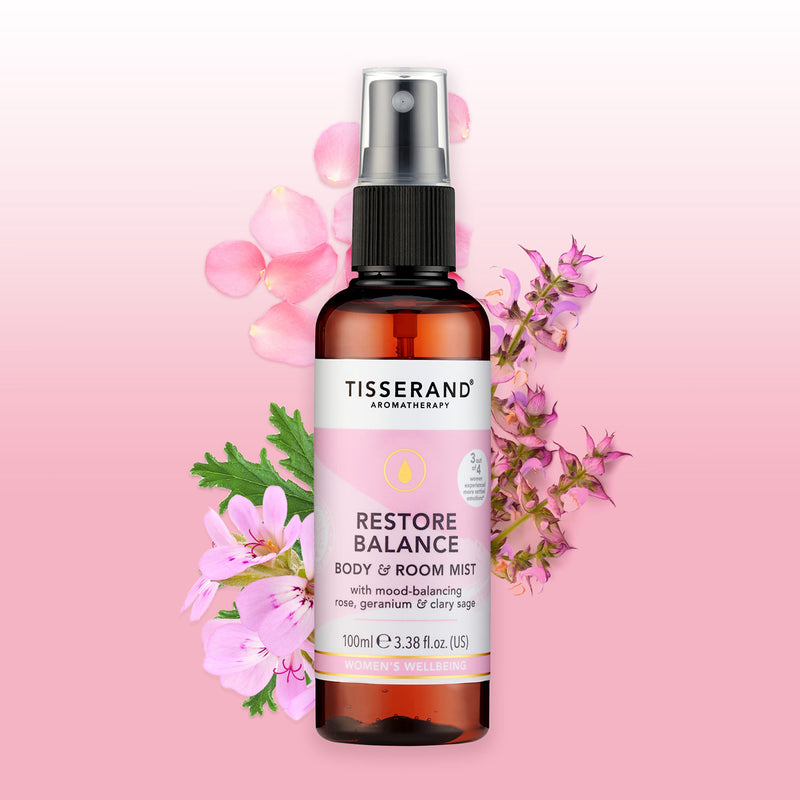 Tisserand Restore Balance Body & Room Mist 100ml, imported from the UK