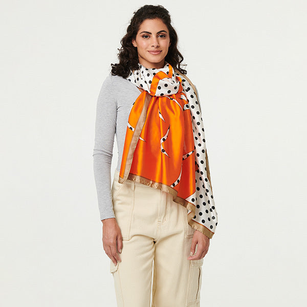 Izabel London polka dot border print scarf (British brand)