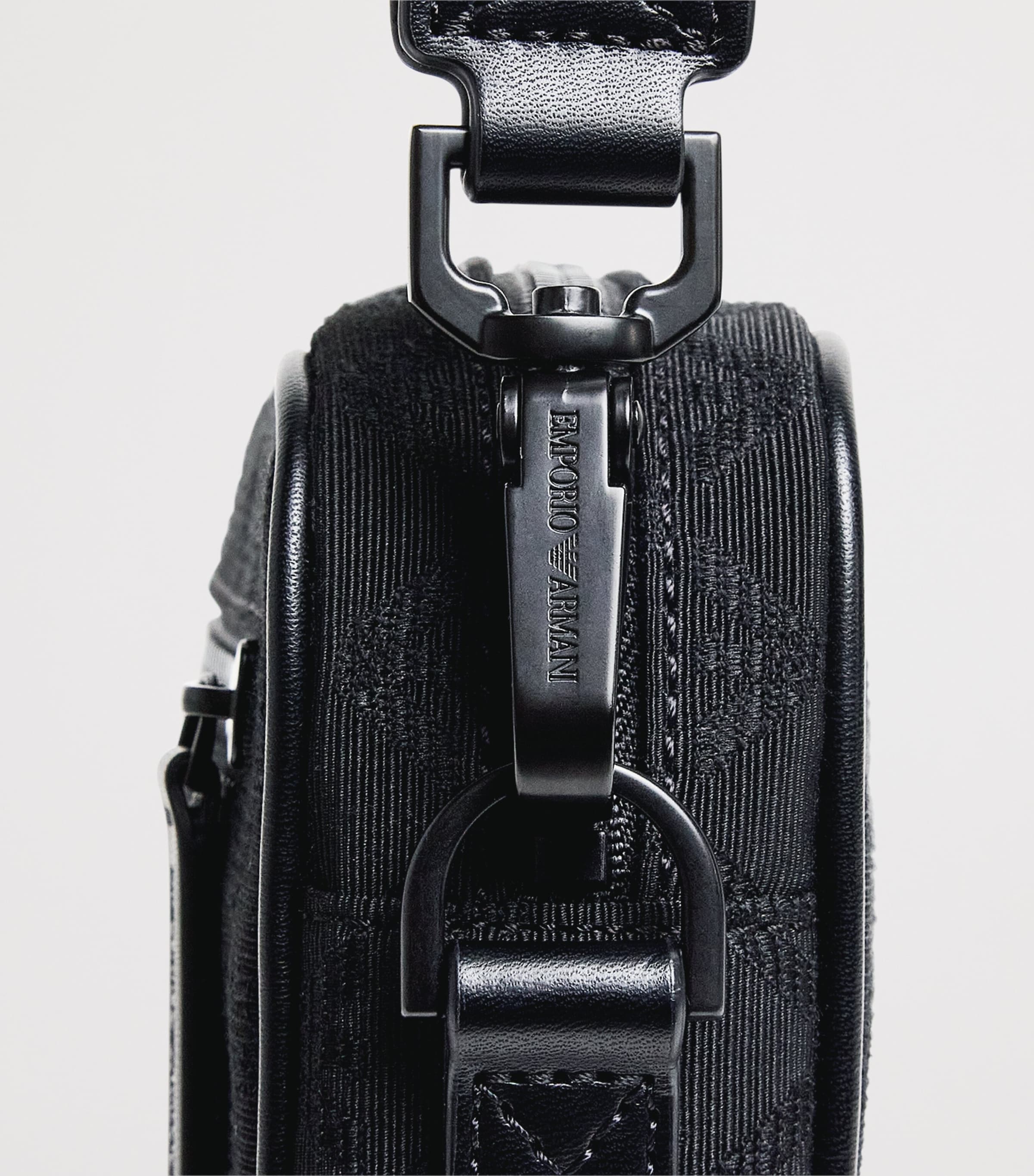 Emporio Armani jacquard logo wash bag with wrist strap, UK version
