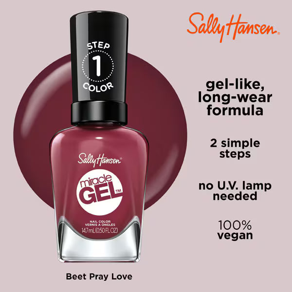 Sally Hansen Miracle Gel Nail Polish Beet Pray Love (British brand)