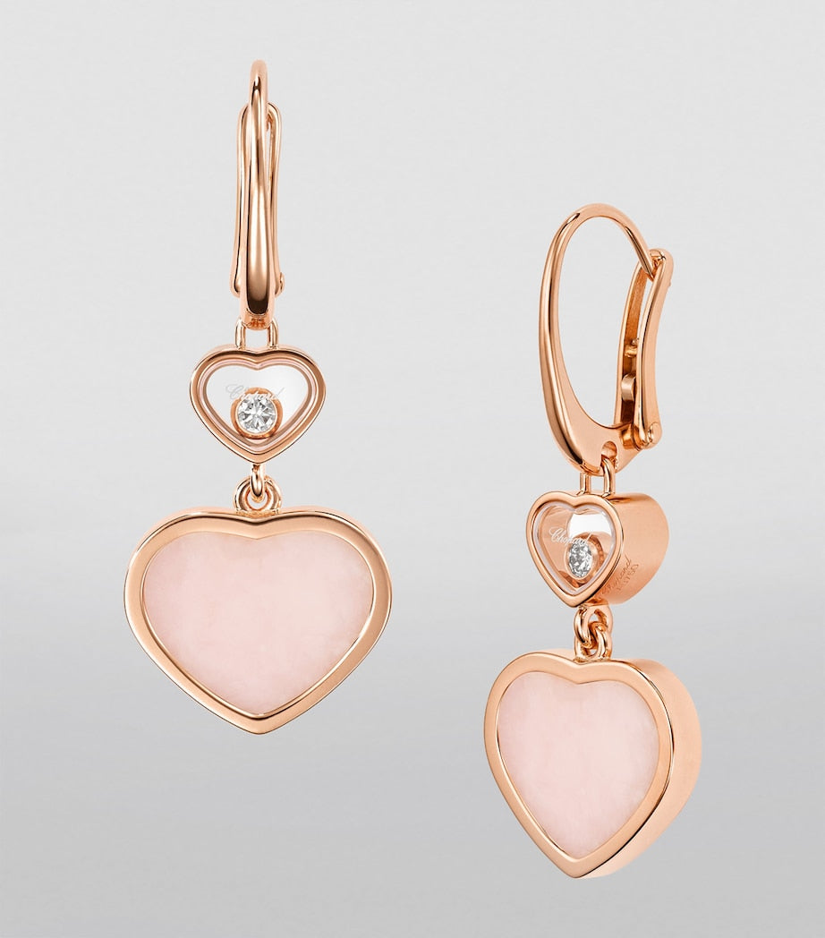 Chopard Happy Hearts earrings in rose gold opal and diamond, imported from the UK