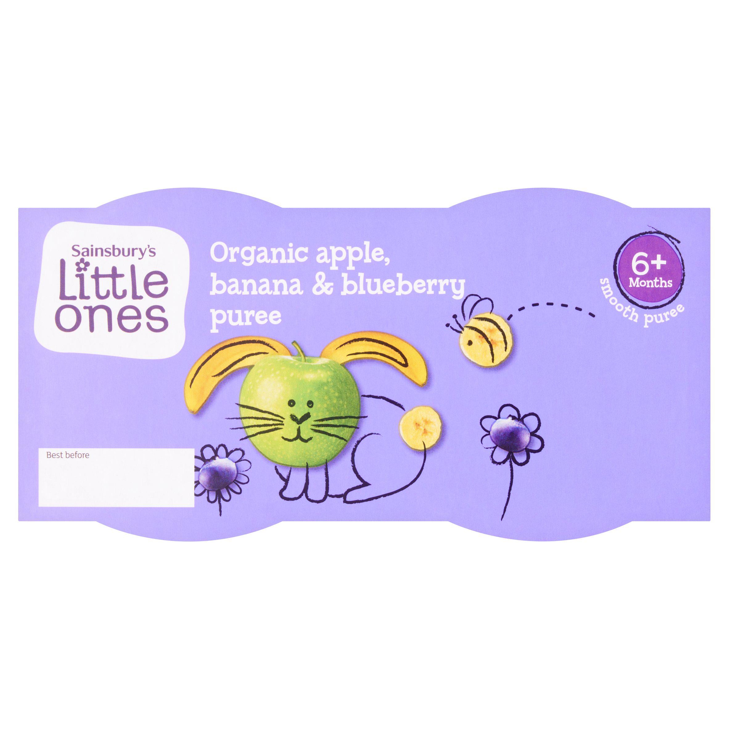 Sainsbury's Little Ones Organic Apple Banana & Blueberry Pots 4x110g GOODS Sainsburys   