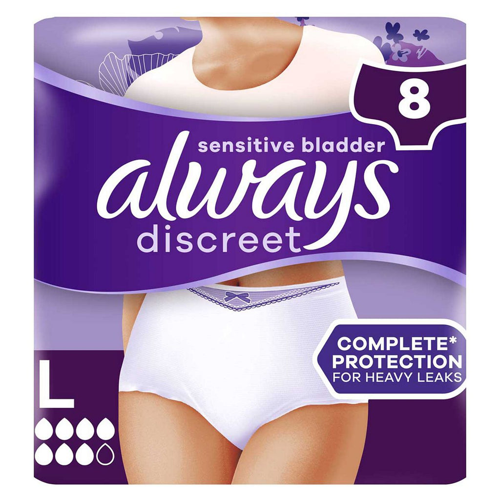 Always Discreet Underwear Incontinence Pants Women Plus L X8