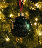 Harrods 2026 Year Bauble glass ornament with velvet ribbon - British product