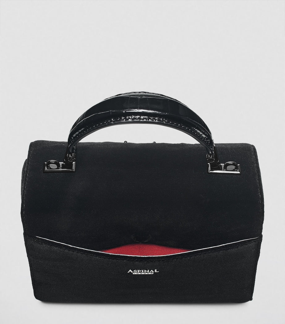 Aspinal of London Mayfair velvet embroidered top-handle bag (British brand)