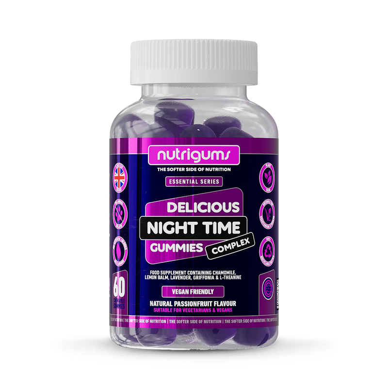 Nutrigums Night Time Complex sleep gummies 60 count, imported from the UK