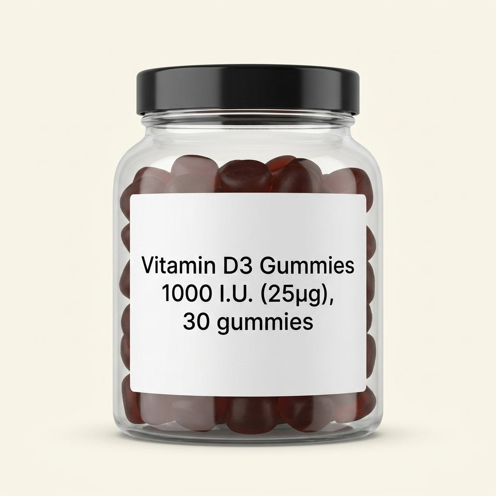 Holland & Barrett strawberry flavour vitamin D gummies, imported from the UK