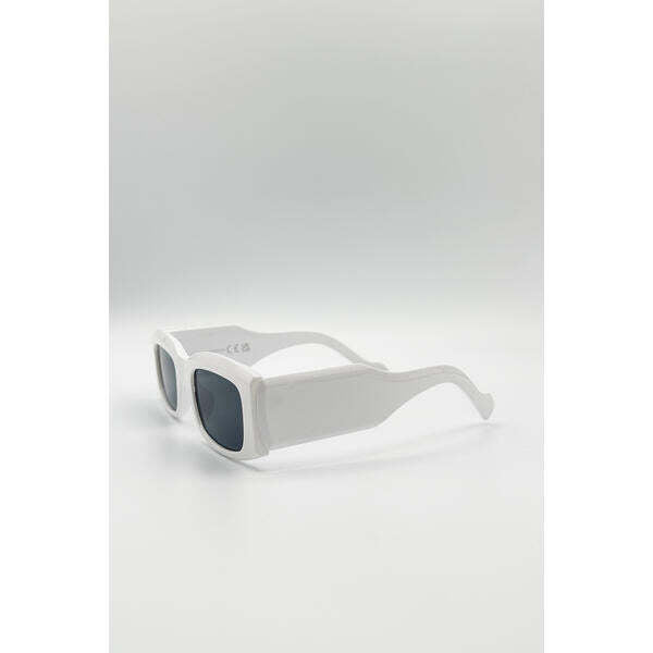 SVNX chunky rectangle sunglasses white frame black lens (British brand)