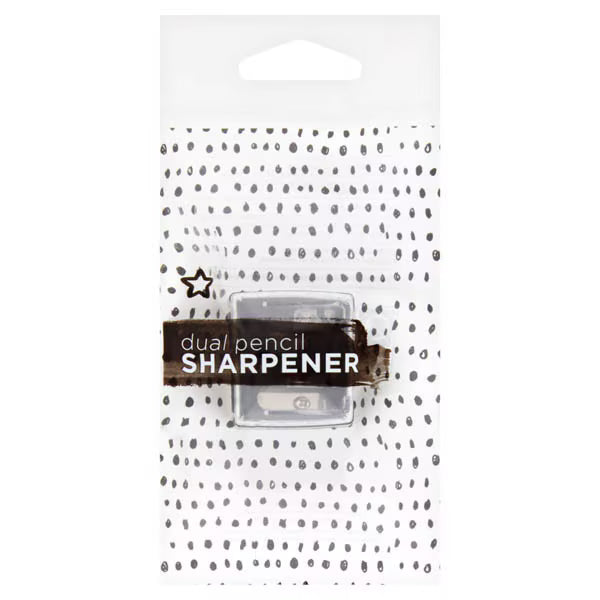 Superdrug dual pencil sharpener (British brand)