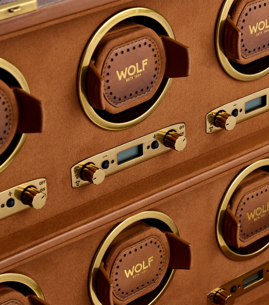 WOLF Brogue 8-teilige Uhrenaufwickler-Box aus Kunstleder (britische Marke)